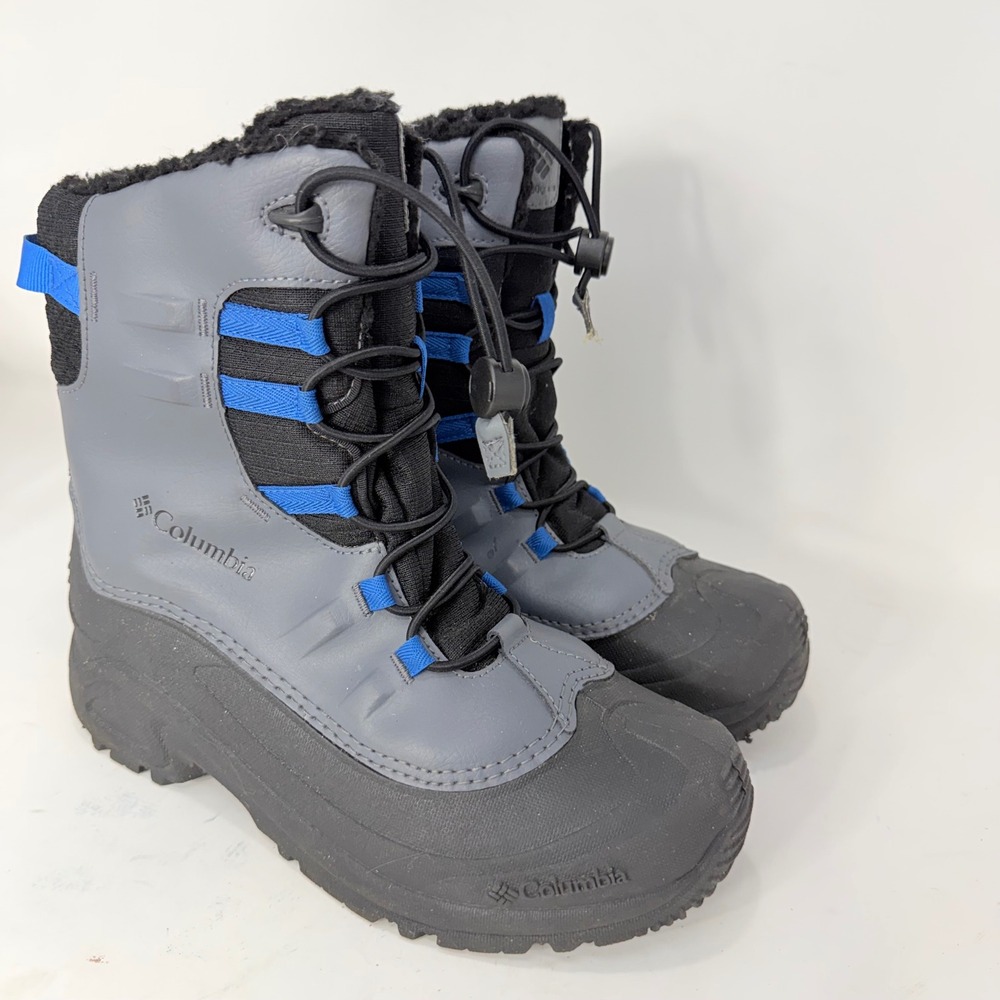 Columbia Youth Waterproof Winter Boots Grey Black Blue BY4972-011 Size 6